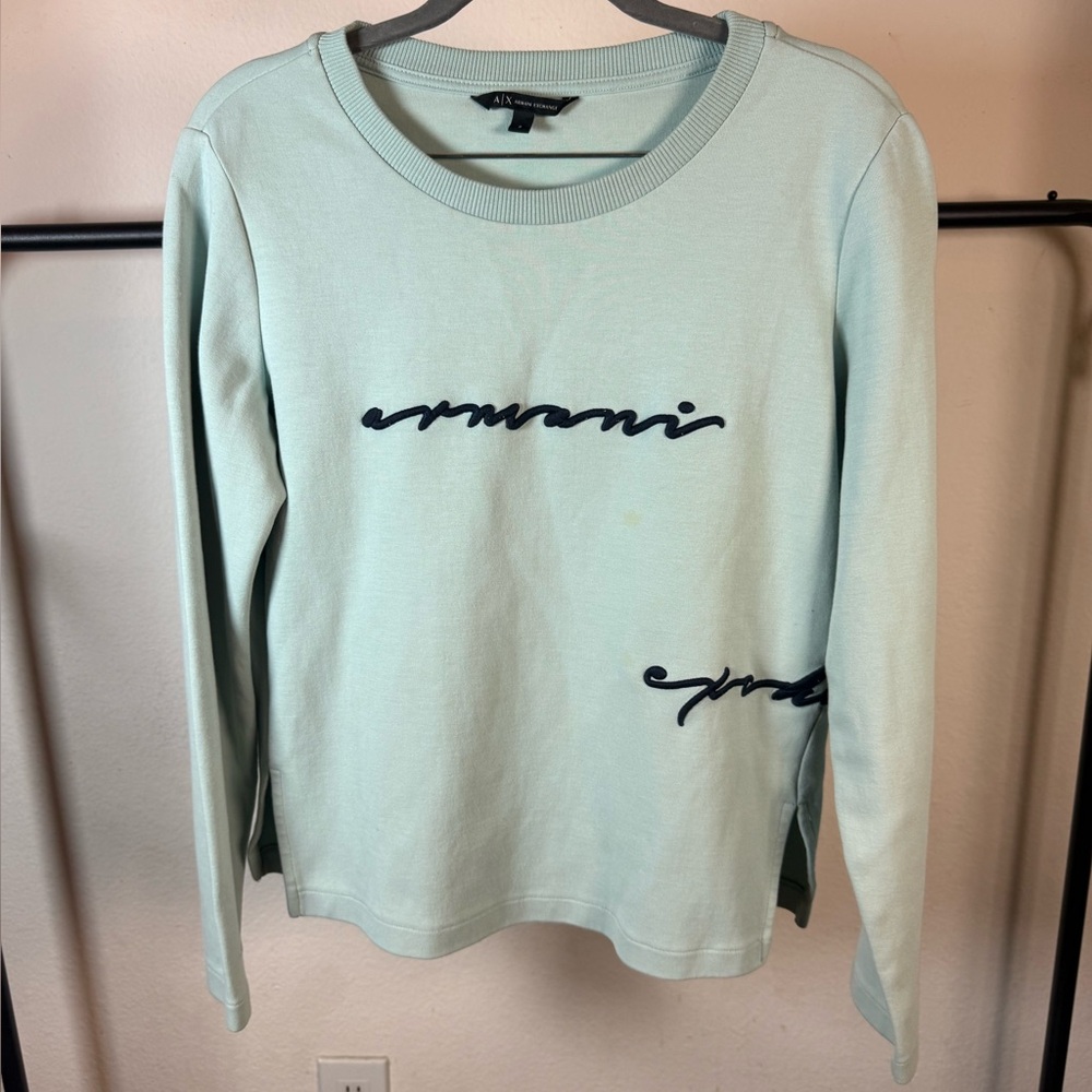 Armani Exchange Women's Light Green Sweatshirt